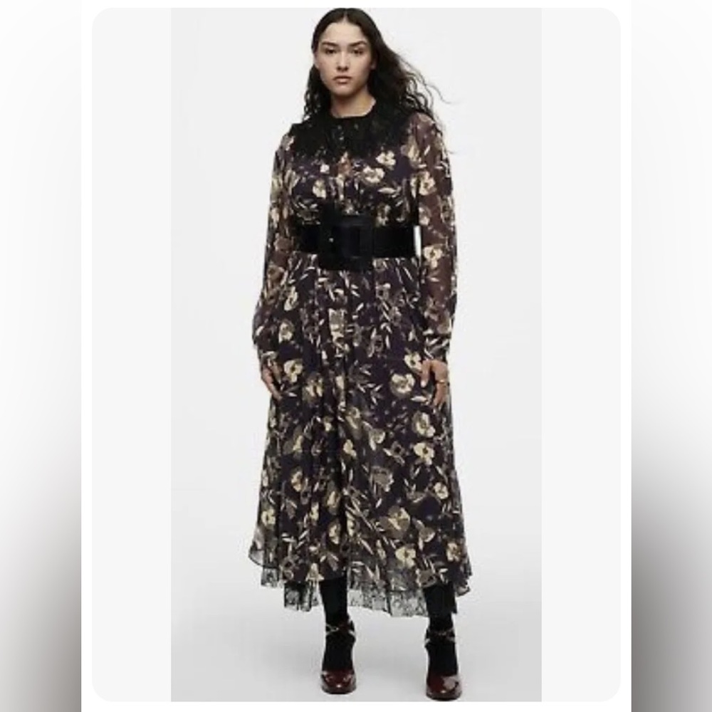 Zara Studio Collection AW21 Limited Edition Lace Trim Floral Print Dress, NWT, M